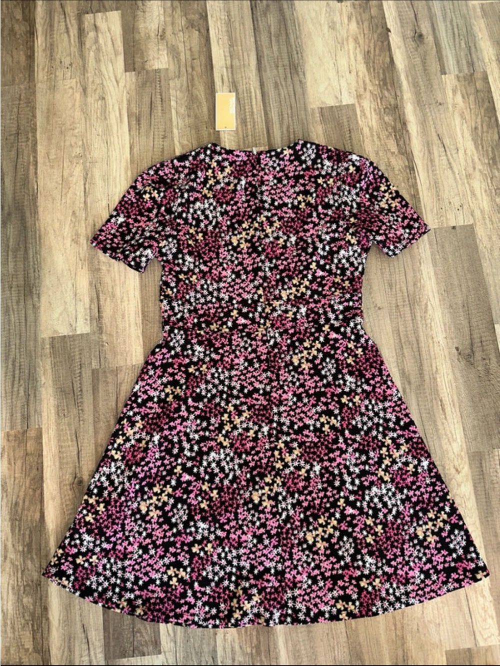 MICHAEL Michael Kors Black Floral Dress with Pink and White Flowers - Picture 4 of 5
